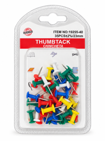 Accesorii de birou - Pioneze Colorate (Thumbtacks) 35 Bucăți – Pentru Panouri de Plută și Organizare Documente