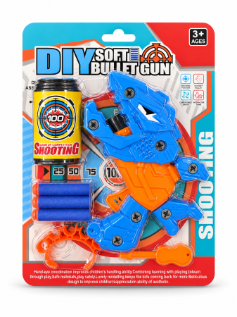 Jucarii - Pistol de jucărie DIY Soft Bullet Gun albastru portocaliu în ambalaj