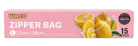 Casă, grădină si exterior - Cutie roz WACO cu 15 pungi alimentare mari, 27 × 28 cm
