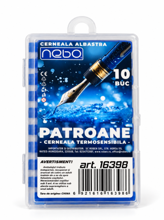 Instrumente de scris și corectură - Set 10 Patroane Cerneală Albastră NEBO pentru Stilou, Art. 16398
