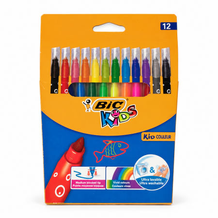 Birotica/Papetarie - Set 12 carioci BIC Kids Kid Couleur – ultra lavabile, culori intense