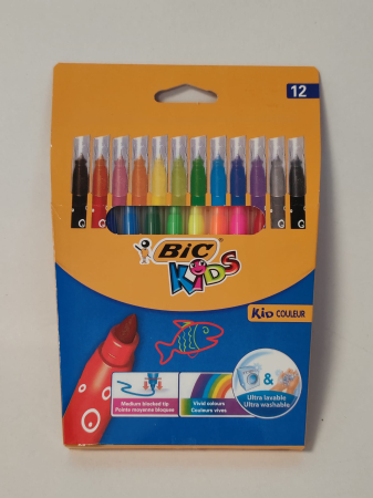 Birotica/Papetarie - Set 12 carioci BIC Kids Kid Couleur – ultra lavabile, culori intense
