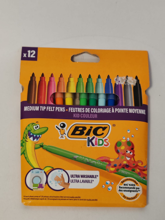 Birotica/Papetarie - Set 12 carioci BIC Kids Kid Couleur – vârf mediu, ultra lavabile