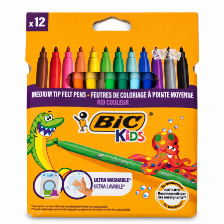 Birotica/Papetarie - Set 12 carioci BIC Kids Kid Couleur – vârf mediu, ultra lavabile