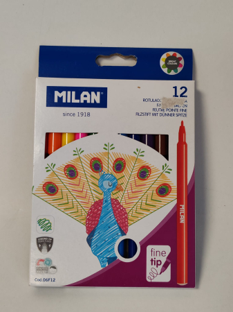 Birotica/Papetarie - Set 12 carioci MILAN Fine Tip – vârf fin, culori intense