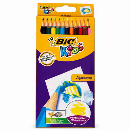 Birotica/Papetarie - Set 12 creioane acuarelabile BIC Kids Aquacouleur