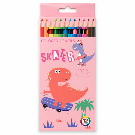 Birotica/Papetarie - Set 12 creioane colorate Happy Dino – Colored Pencils