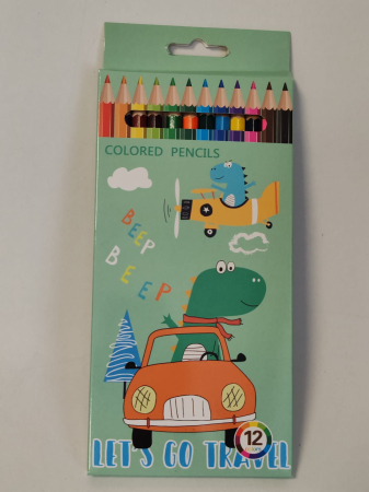Set 12 creioane colorate Happy Dino – Colored Pencils [2]