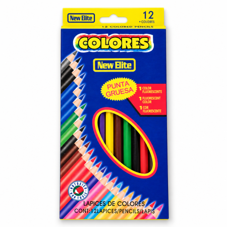 Birotica/Papetarie - Set 12 creioane colorate New Elite Colores – vârf gros