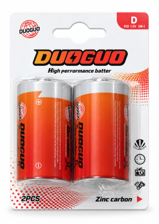 Gadgeturi și accesorii - Set 2 baterii D DUOGUO, zinc-carbon