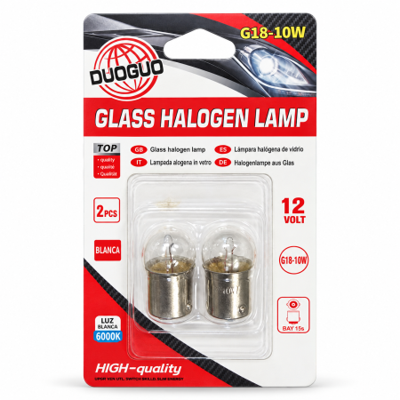 Accesorii și iluminat auto - Set 2 becuri auto halogen DUOGUO G18 10 W, 12 V, soclu BA15s