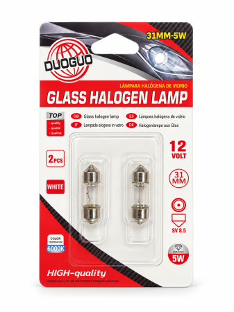 Accesorii și iluminat auto - Set 2 becuri auto halogen DUOGUO SV8.5, 31 mm, 12 V, 5 W