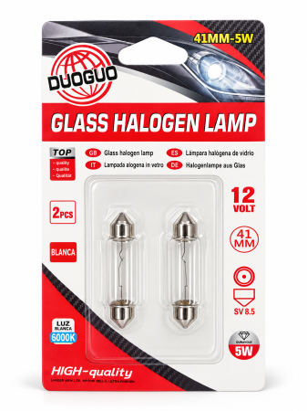Accesorii și iluminat auto - Set 2 becuri auto halogen DUOGUO SV8.5, 41 mm, 12 V, 5 W
