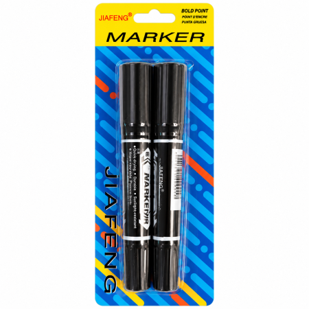 Birotica/Papetarie - Set 2 markere permanente cu două capete, negre