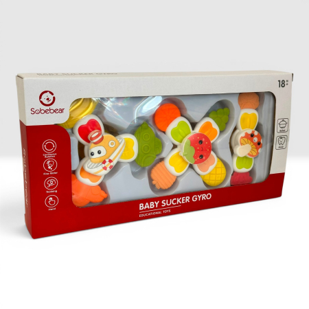 Jucarii - Set 3 jucării senzoriale rotative cu ventuze Sobebear Baby Sucker Gyro
