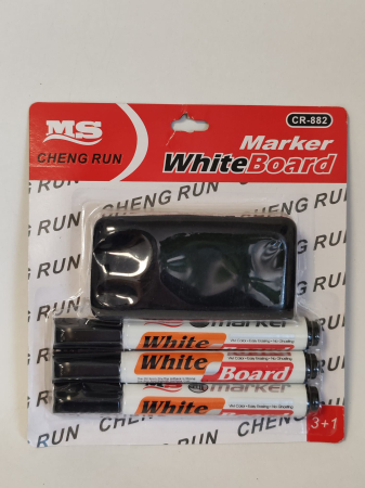 Toate produsele - Set 3 Markere pentru Tablă + Burete Magnetic CHENG RUN CR-882