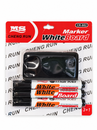 Instrumente de scris și corectură - Set 3 Markere pentru Tablă + Burete Magnetic CHENG RUN CR-882