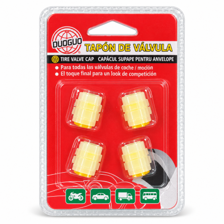 Accesorii și iluminat auto - Set 4 capace pentru valve anvelope DUOGUO, galben, albastru sau verde