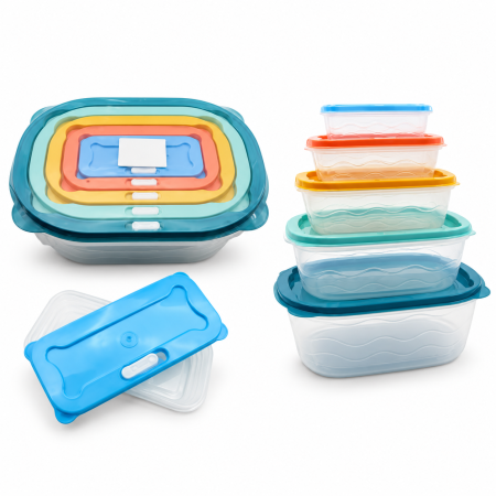 Toate produsele - Set 5 caserole ovale pentru alimente, culori asortate
