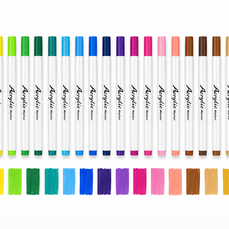 Set 60 markere acrilice colorate pentru desen, pictură și hobby creativ, carioci cu uscare rapidă în cutie de depozitare transparentă [1]