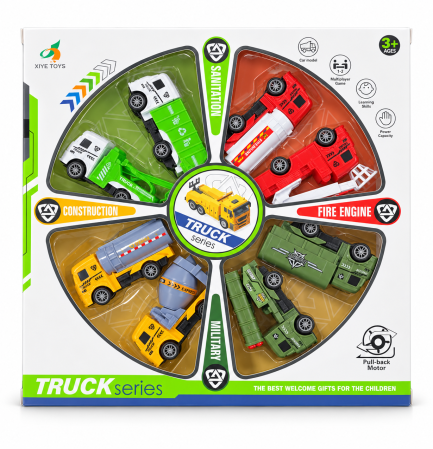Mașinuțe și vehicule - Set Truck Series cu 8 vehicule pull-back în ambalajul original