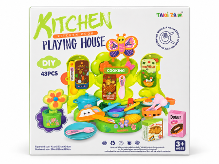Păpuși și jocuri de rol - Ambalaj set bucătărie Kitchen Playing House cu 43 de piese