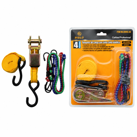 Casă, grădină si exterior - Set chinga cu clichet si corzi elastice duoguo 3*25mm 250kg