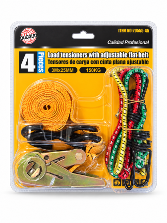 Accesorii și iluminat auto - Set DUOGUO cu chingă de ancorare și cordoane elastice, 4 piese