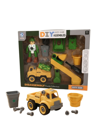 Set de construcție DIY Camion Militar cu Macara și Figurină, 3+ ani [3]