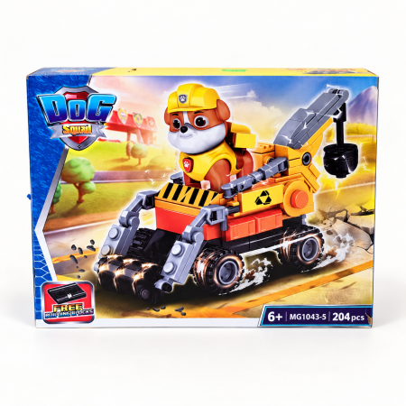 Jucarii - Set de construcție Dog Squad – Rubble cu utilaj de construcții, 204 piese, 6+