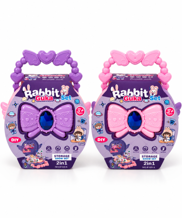 Set de joacă 2 în 1 Rabbit Guka, tip gentuță, cu accesorii, 3+ ani, Roz/Mov [2]