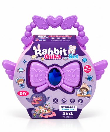 Toate produsele - Set de joacă 2 în 1 Rabbit Guka, tip gentuță, cu accesorii, 3+ ani, Roz/Mov
