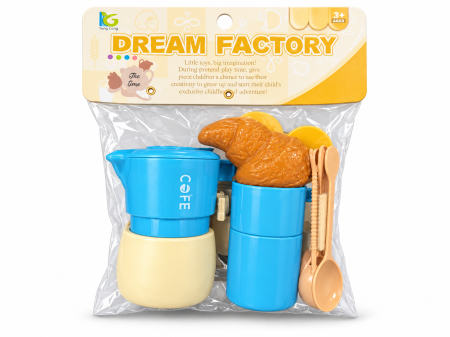 Păpuși și jocuri de rol - Ambalaj Dream Factory Coffee albastru cu accesorii de cafenea
