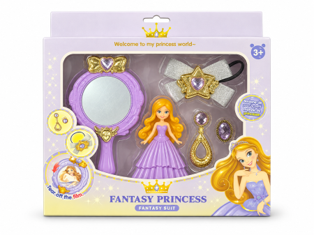 Păpuși și jocuri de rol - Ambalaj set Fantasy Princess mov cu păpușă și accesorii