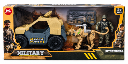 Toate produsele - Set de joacă militar cu vehicul, câine robot, soldat și accesorii – Military Situational, 3+ ani