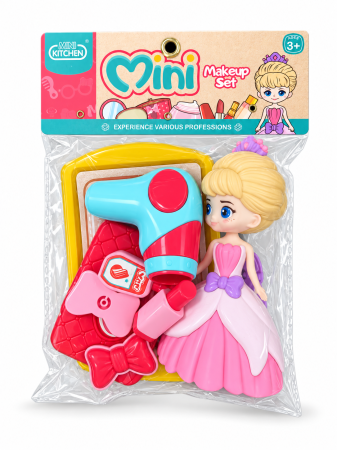 Păpuși și jocuri de rol - Mini Makeup Set cu păpușă prințesă și accesorii de jucărie