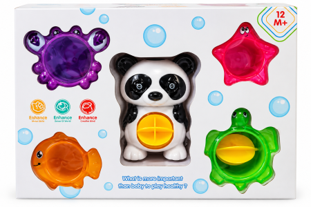 Toate produsele - Set jucării de baie cu panda și animale marine, 5 piese, 12 luni+