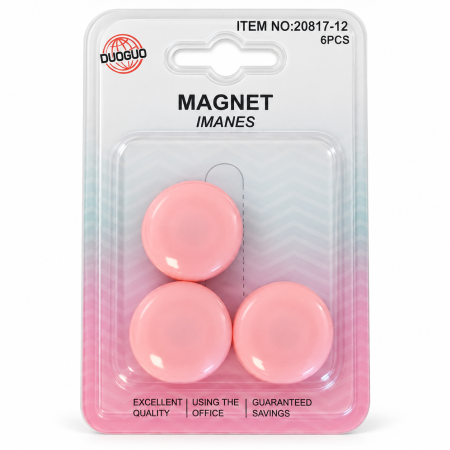 Set Magneți Rotunzi Roz pentru Tablă Magnetică – 6 Bucăți [1]