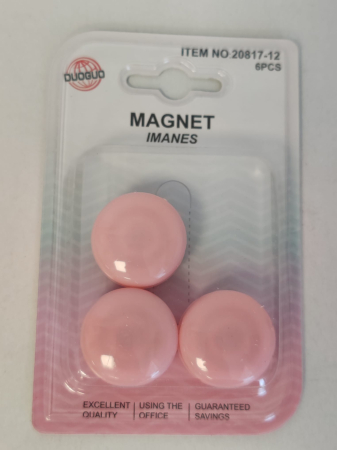 Set Magneți Rotunzi Roz pentru Tablă Magnetică – 6 Bucăți [1]