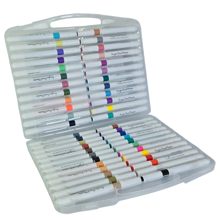 Toate produsele - Set markere acrilice 48 culori în cutie organizatoare, markere pentru desen, pictură, hobby creativ, DIY, craft și ilustrații