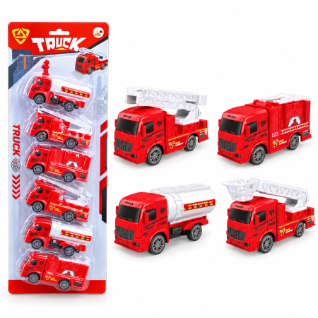 Mașinuțe și vehicule - Set mașini de pompieri de jucărie cu mecanism de întoarcere