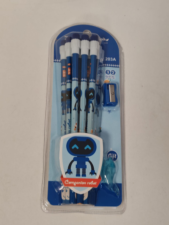 Set școlar Robot – 4 creioane HB, radieră și ascuțitoare [2]