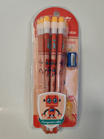 Toate produsele - Set școlar Robot – 4 creioane HB, radieră și ascuțitoare