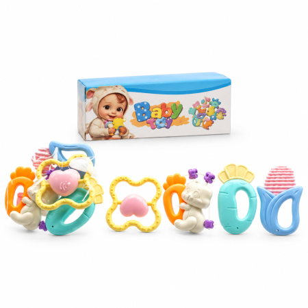 Jucării interactive și pentru bebeluși - Set zornăitori și inele de dentiție pentru bebeluși