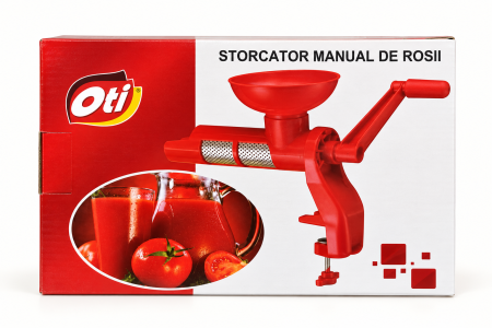 Casă, grădină si exterior - Ambalaj storcător manual roșu OTI pentru roșii, cu fixare pe masă