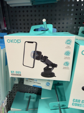 Suport auto magnetic pentru telefon OKOP KP-905 cu ventuză, negru [1]