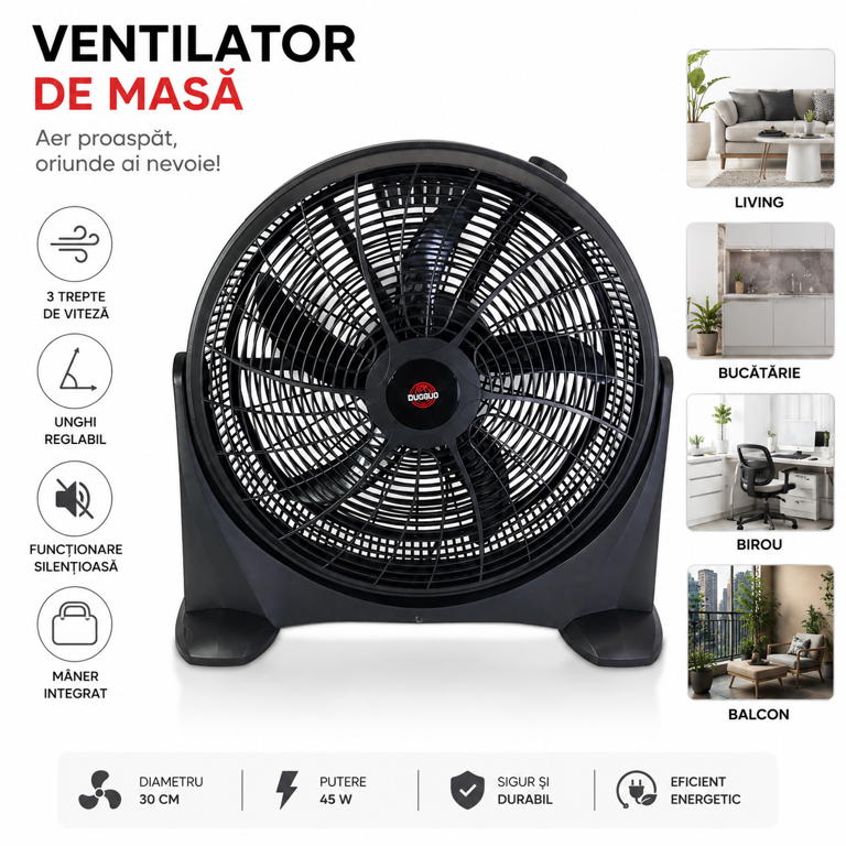 Ventilator electric de podea cu suport, ventilator pentru răcorire acasă sau la birou [4]