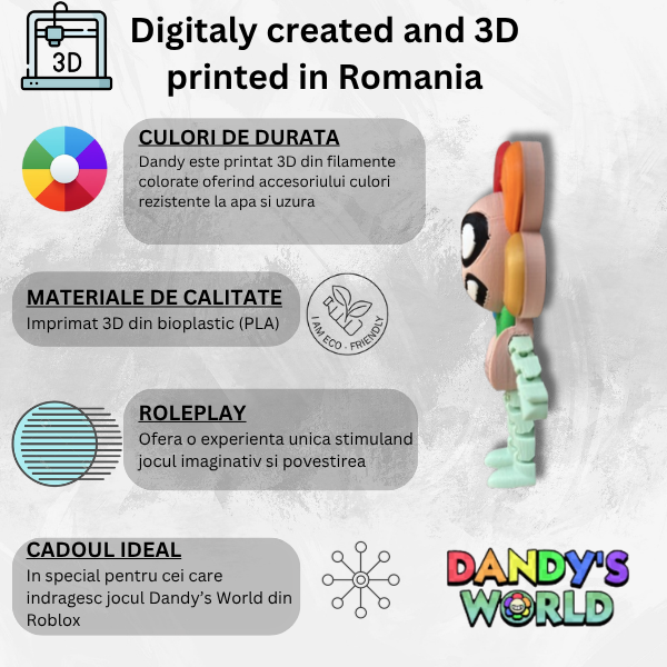 Dandy, figurina articulata tip fidget Dandy’s World, Roblox [2]