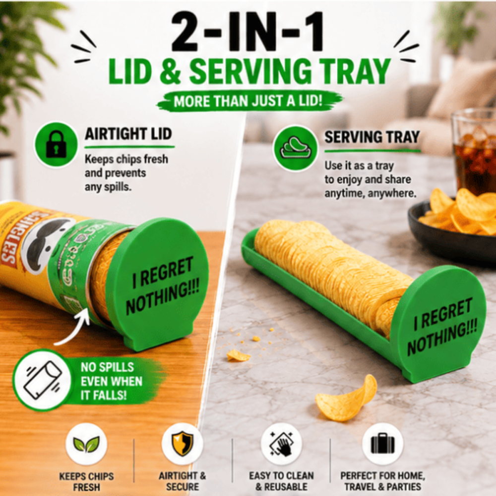 Tava glisanta cu capac pentru chipsuri compatibil cu tuburile Pringles, verde [3]
