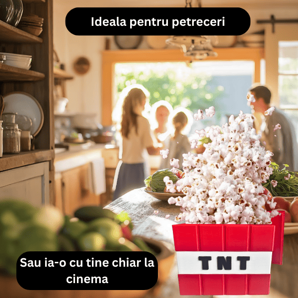 Cutie/bol decorativ TNT Minecraft personalizabil, pentru popcorn sau chipsuri, cu capac [5]